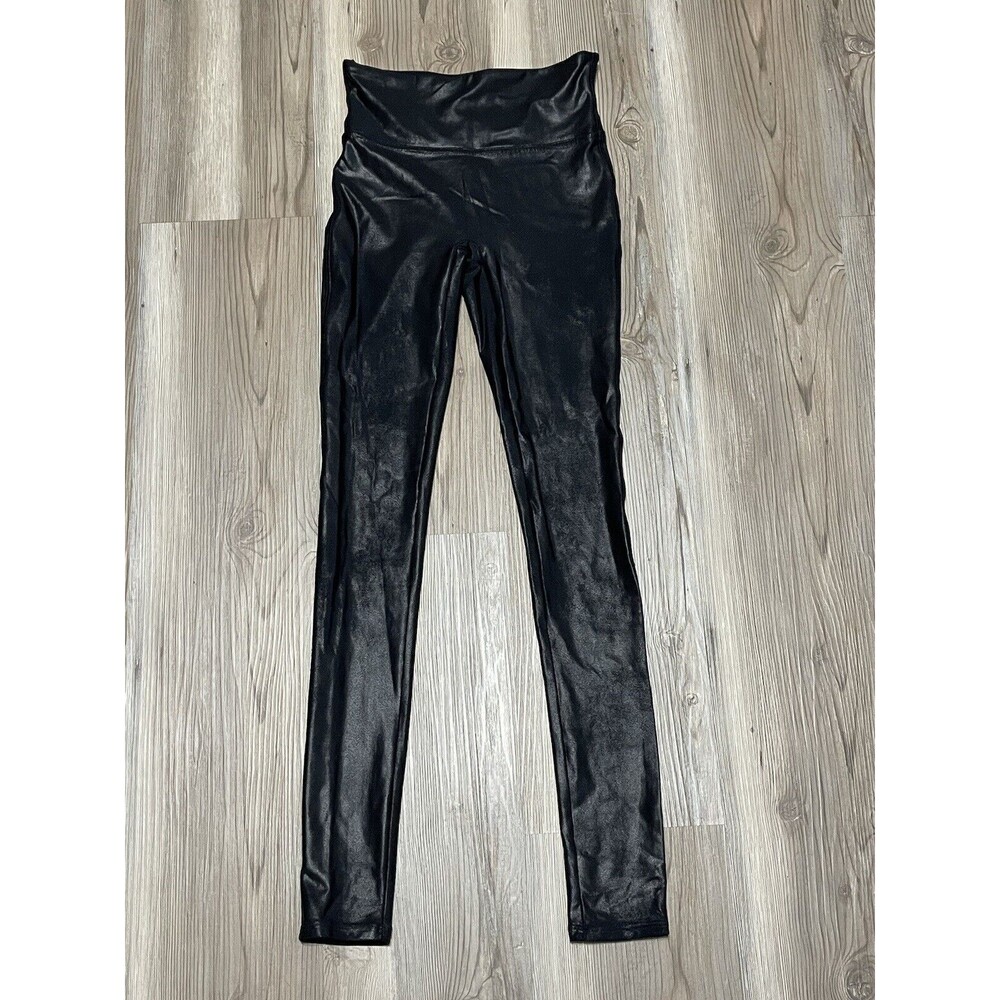 SPANX Womens Size XS Black Faux Leather High Rise Shaping Cropped Ankle Leggings